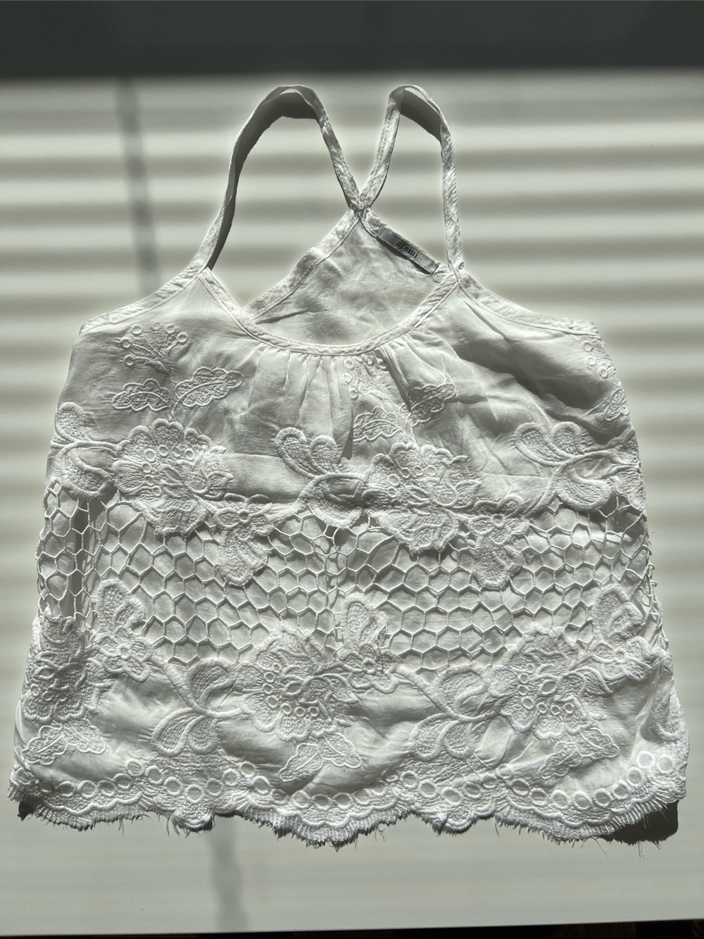 Acemi White Lace Crochet Embroidered Camisole Tank Top spaghetti strap